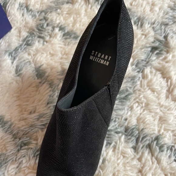 Stuart Weitzman Standin Black Textured Booties Womens 9 - Picture 3 of 7
